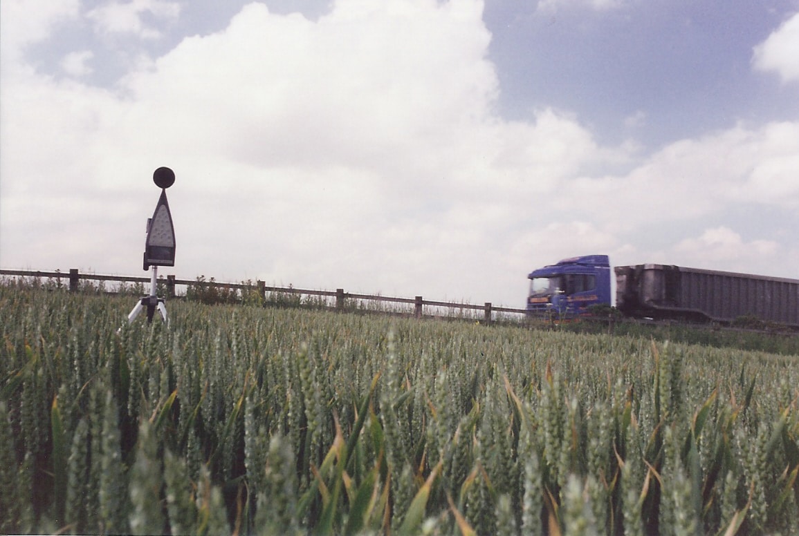 Sound test road with lorry
